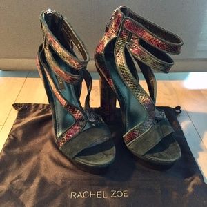 Rachel Zoe Suede and Snakeskin Platform Heels